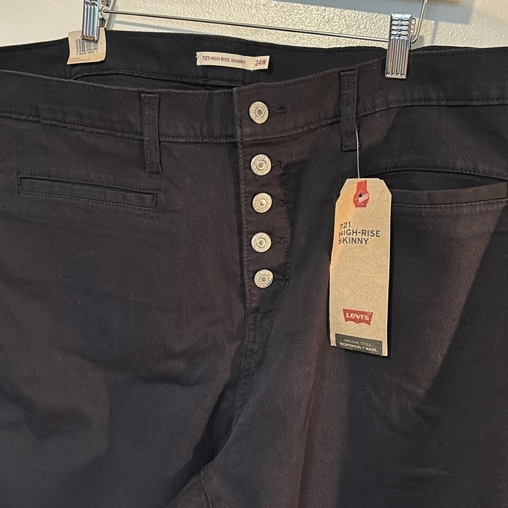 Levi’s 721 HIGH RISE SKINNY black button fly jeans 24W - Picture 5 of 15